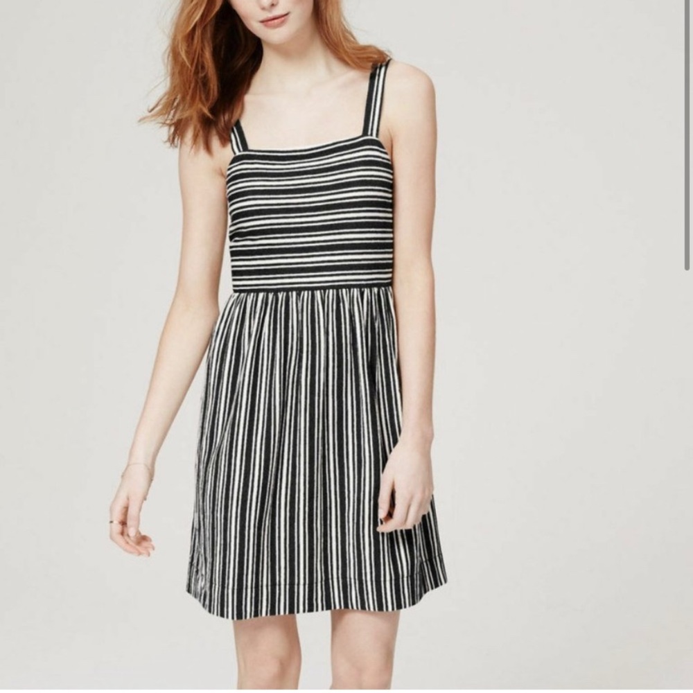 Loft Gray and White Striped Summer Dress- XS